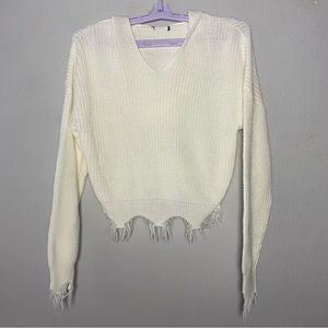 Women’s white long sleeve winter top with Hoodie Size M/L